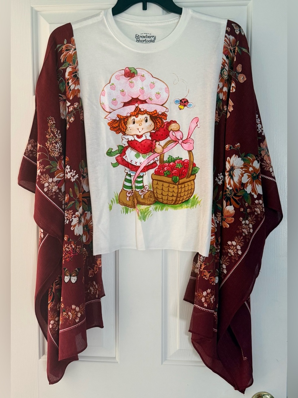 Strawberry Shortcake Upcycled Poncho Top OSFM